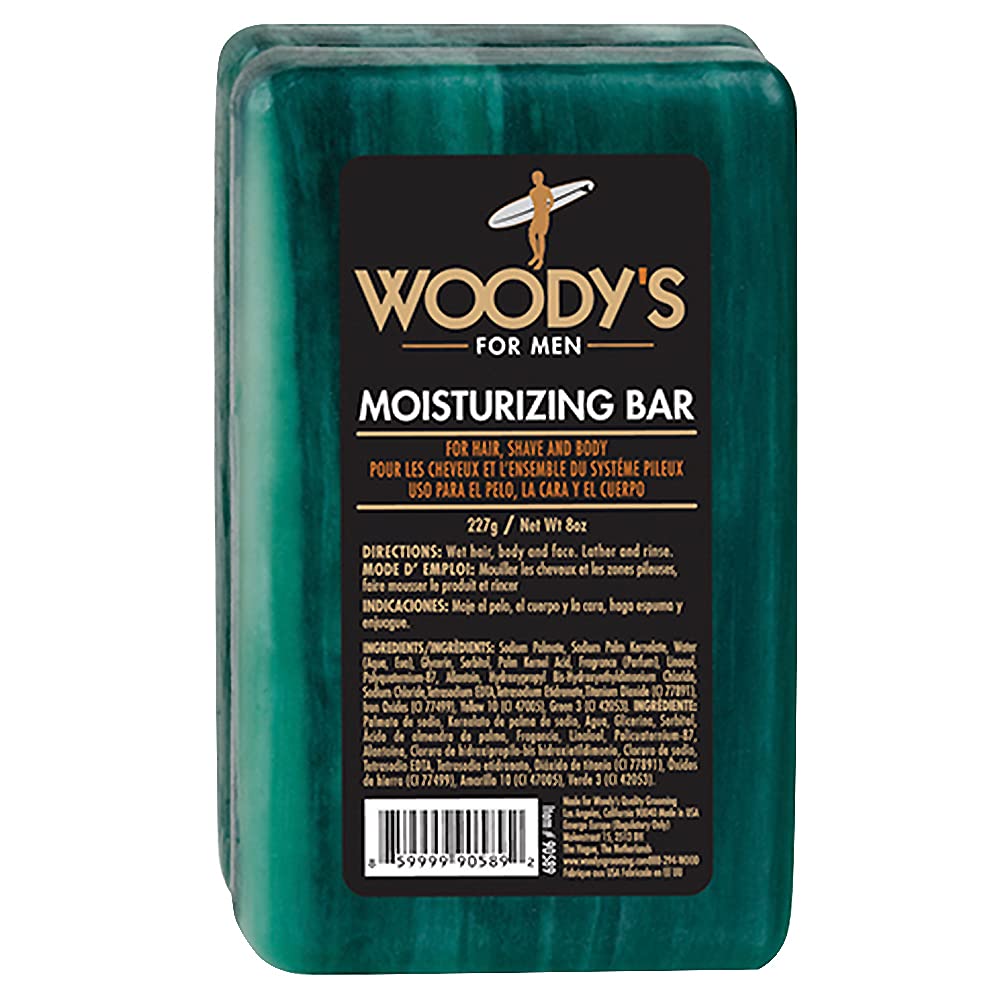 Woody's 3-in-1 Moisturizing Bar Soap for Men, For Hair, Shaving, & Body Cleansing, Deep Clean with Peppermint Scent, 8 oz Beauty & Personal Care Woody's