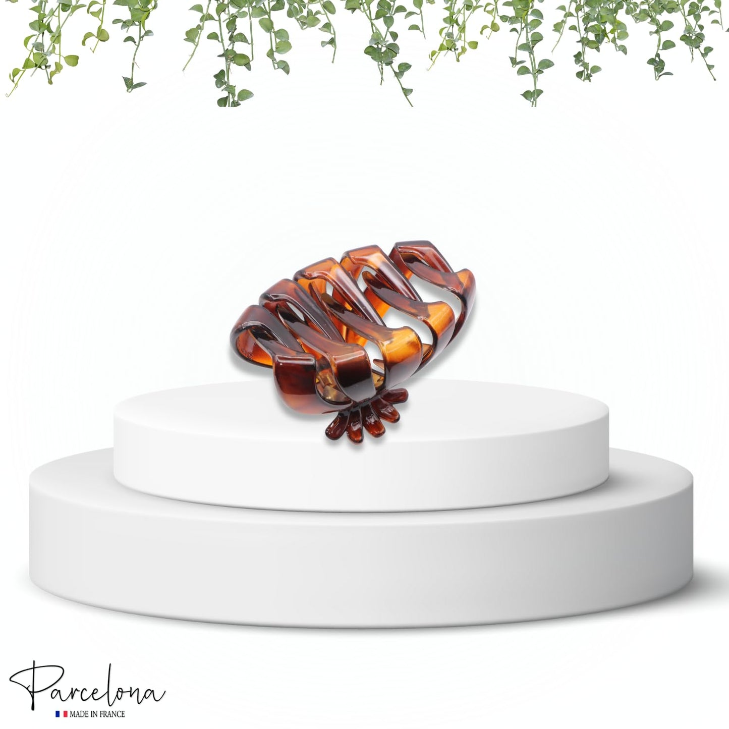 Parcelona French Fleur Medium 3.25" Wide Tortoise Shell Celluloid French Hair Claw Clips Jaw Fashion Durable and Styling Hair Accessories for Women Beauty & Personal Care Parcelona