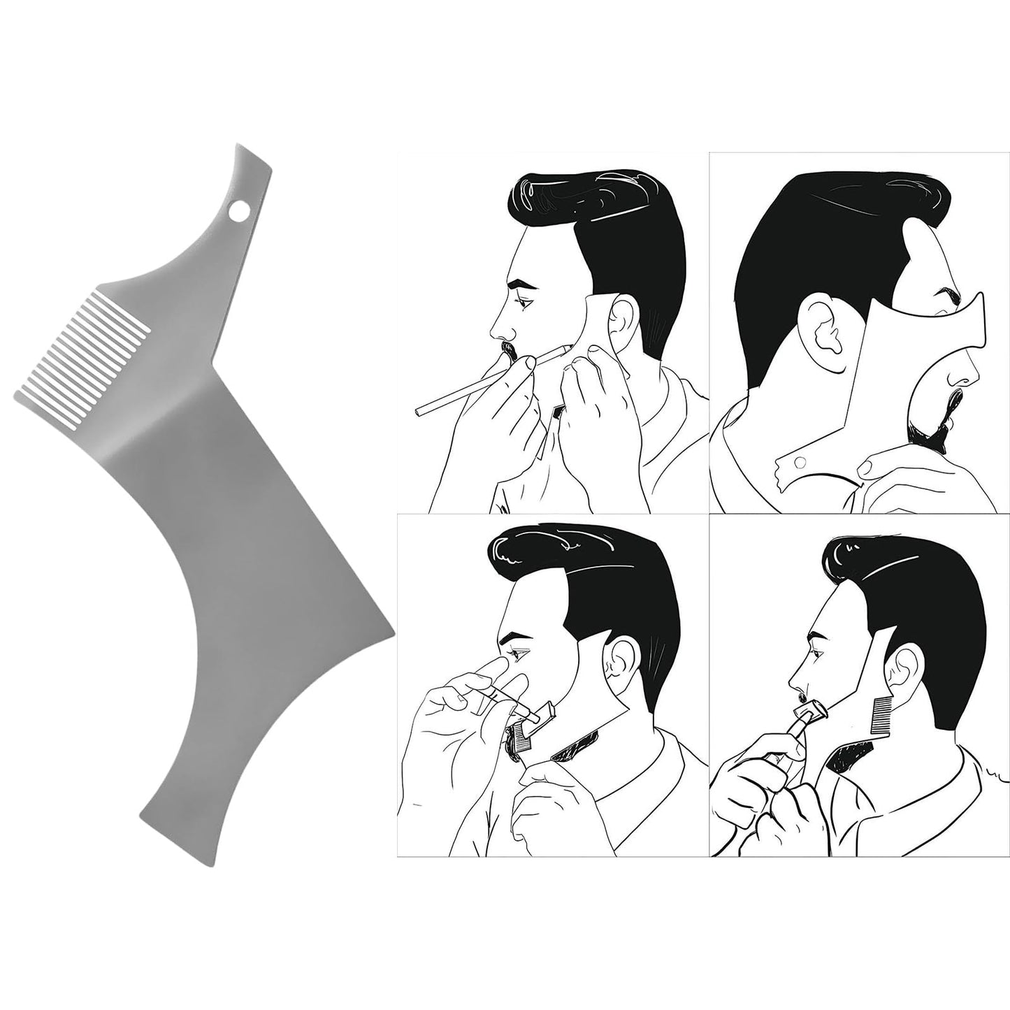 BOGEEL Stainless Steel Beard Shapers with Comb Beard Shaping Styling Tool Beard Shaping Template Guide Comb for Man Beard Trim Beauty and Personal Care BOGEEL