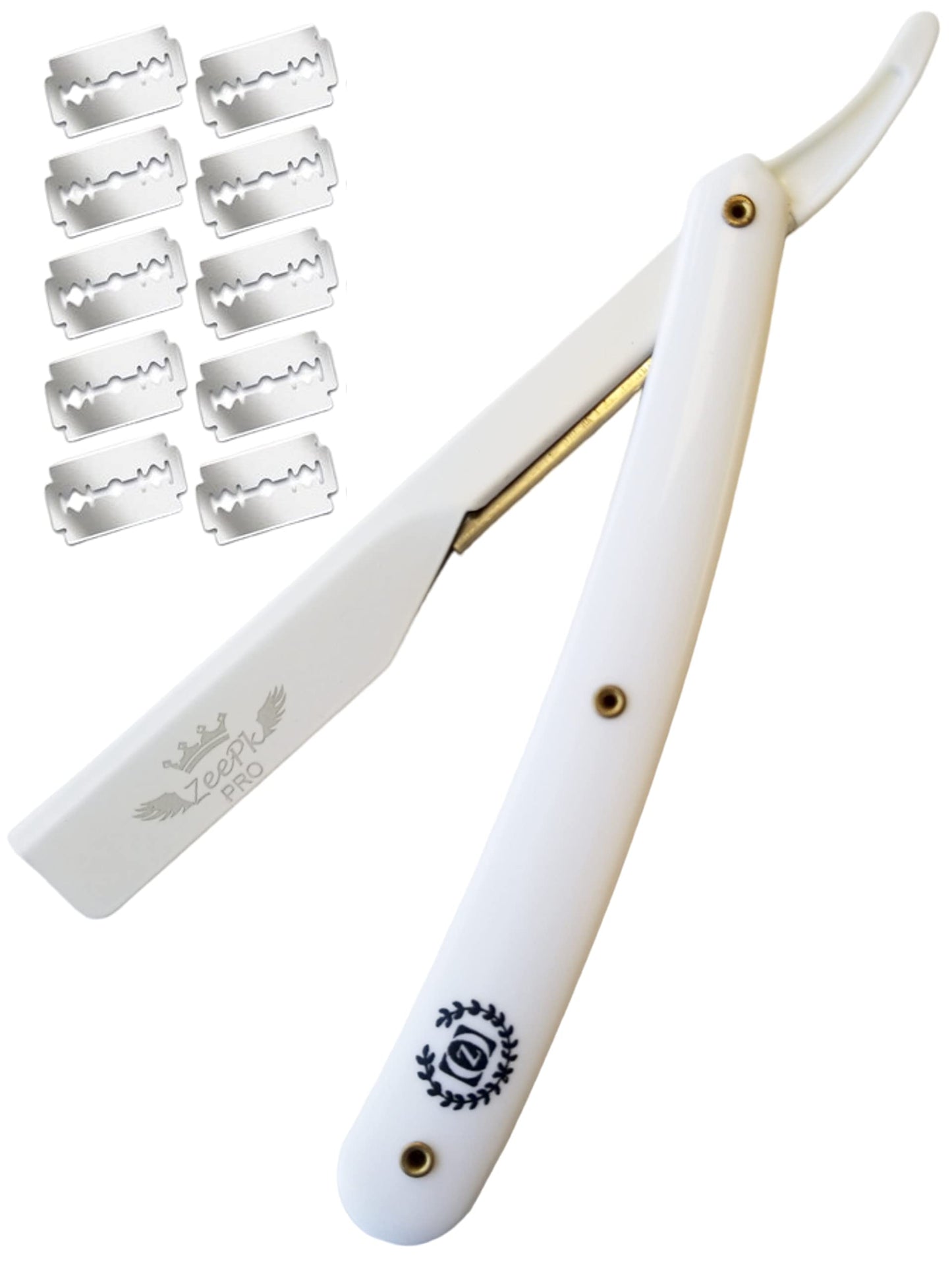 Barbero Cuchilla Barber Razor Straight Clean Shav Free Blades Salon Shaving Classic Stainless Steel (White Razor Holder) Beauty and Personal Care Liberty Supply