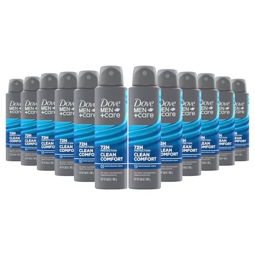 Dove Men+Care Antiperspirant Deodorant Clean Comfort, Pack of 12, Dry Spray For Men 72-hour Sweat and Odor Protection with Triple Defense Technology Beauty and Personal Care DOVE MEN + CARE