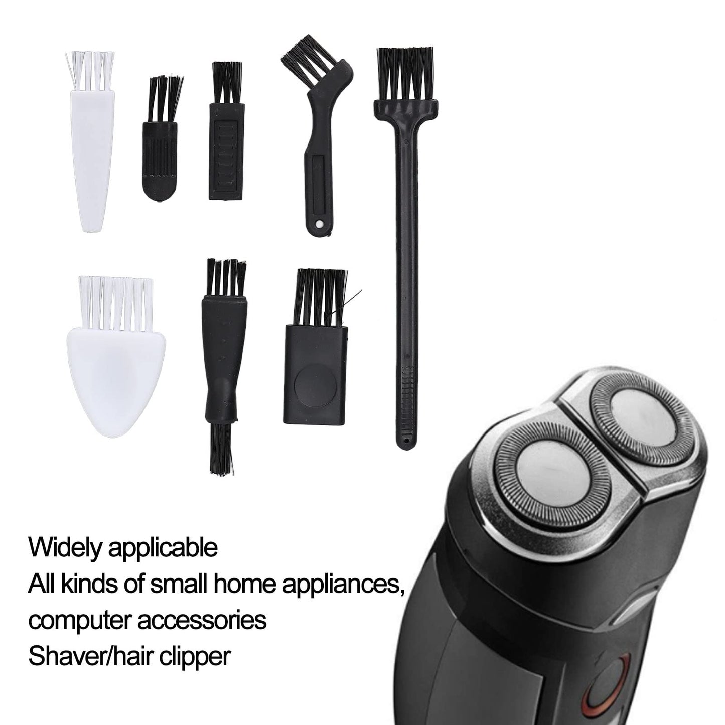 OVAQUIXI 8pcs Shaver Cleaning Brush, Ergonomic Non Slip Handle Soft Brush Hair with PP Material for Home Appliances Beauty and Personal Care OVAQUIXI