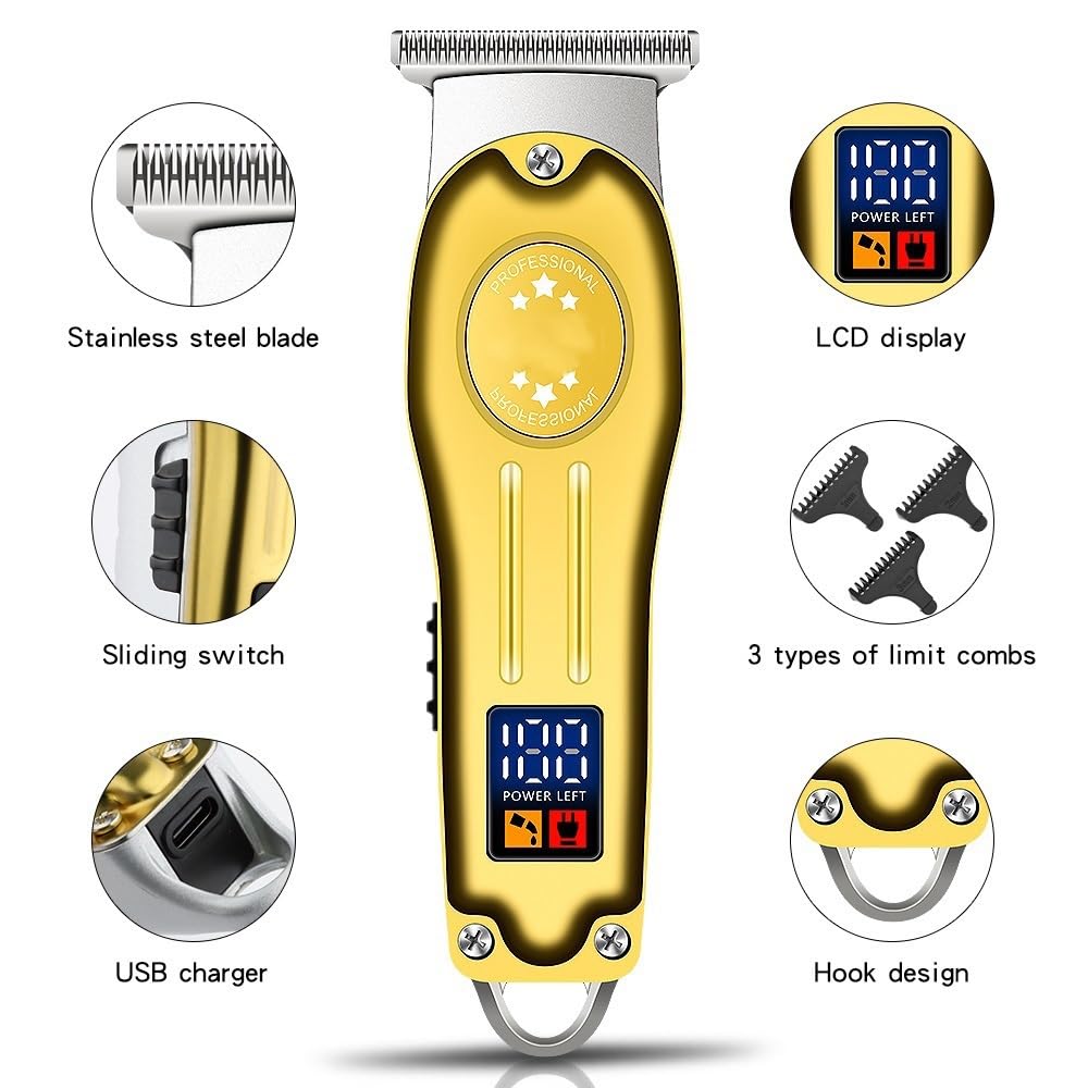 GLESVOWIO Mens Hair Clippers Professional Electric Trimmer Full Metal Men's Beard Clipper Beauty and Personal Care GLESVOWIO