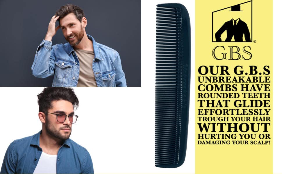 GENTS (5 Pack) Pocket Comb Black Unbreakable Round Teeth Course Fine Pocket Beard & Mustache Combs for Men's Hair | Sideburns Travel-Friendly Beauty and Personal Care G.B.S
