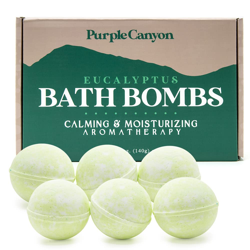 Purple Canyon Eucalyptus Bath Bombs for Women - Energizing Mint and Eucalyptus Bath Bomb with Natural Essential Oils - Gift Set of 6 Beauty and Personal Care PURPLE CANYON