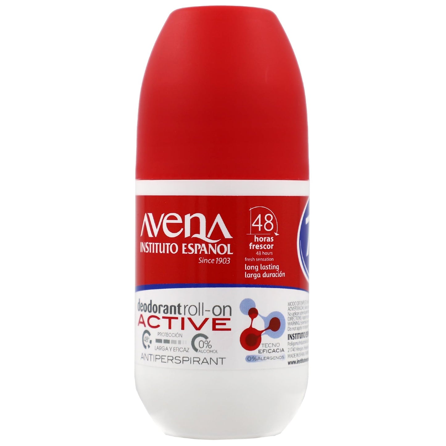 Avena Instituto Espanol Deodorant Roll-On, Active, Long-Lasting, Non-Alcohol, 2-Pack of 2.53 FL Oz each, 2 Bottles Beauty and Personal Care Avena Instituto Espanol