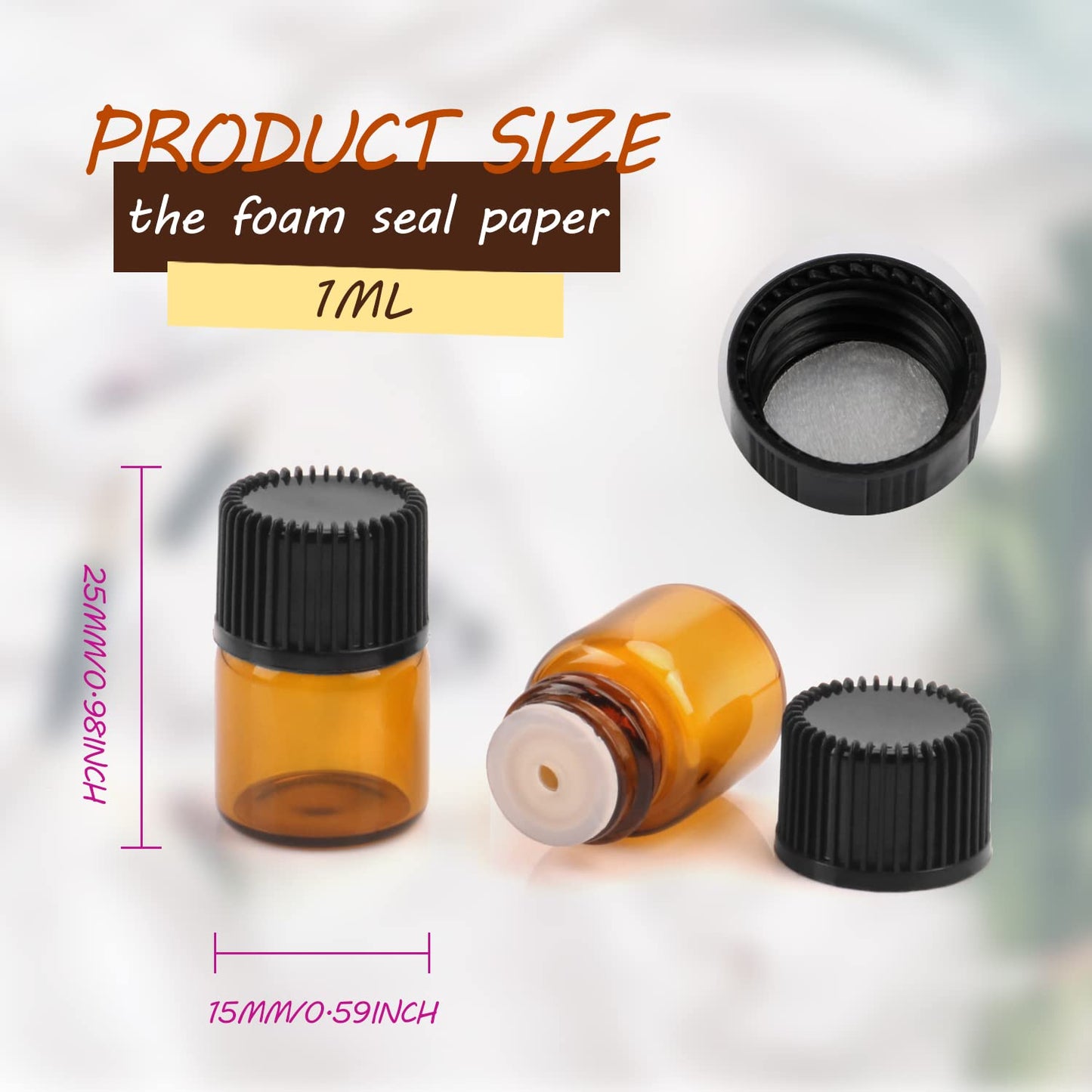 Wresty 100 Packs Essential Oil Bottles,1ml(1/4 dram) Mini Sample bottle Amber Glass Vials,With With 3 Free Dropper Beauty & Personal Care Wresty