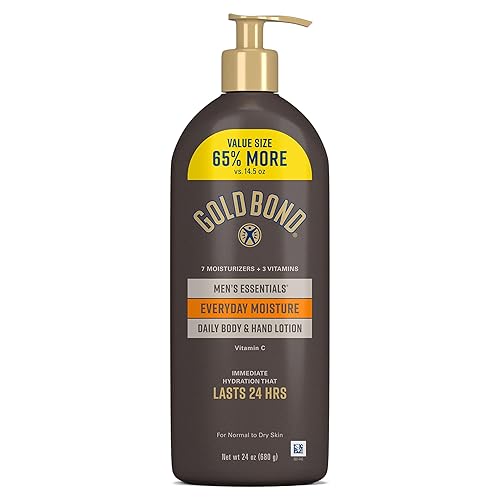 GOLD BOND Men's Essentials Everyday Moisture Daily Body & Hand Lotion with Vitamin C, Formulated for Men's Dry Skin, Value Size, 24 oz. Beauty & Personal Care Gold Bond