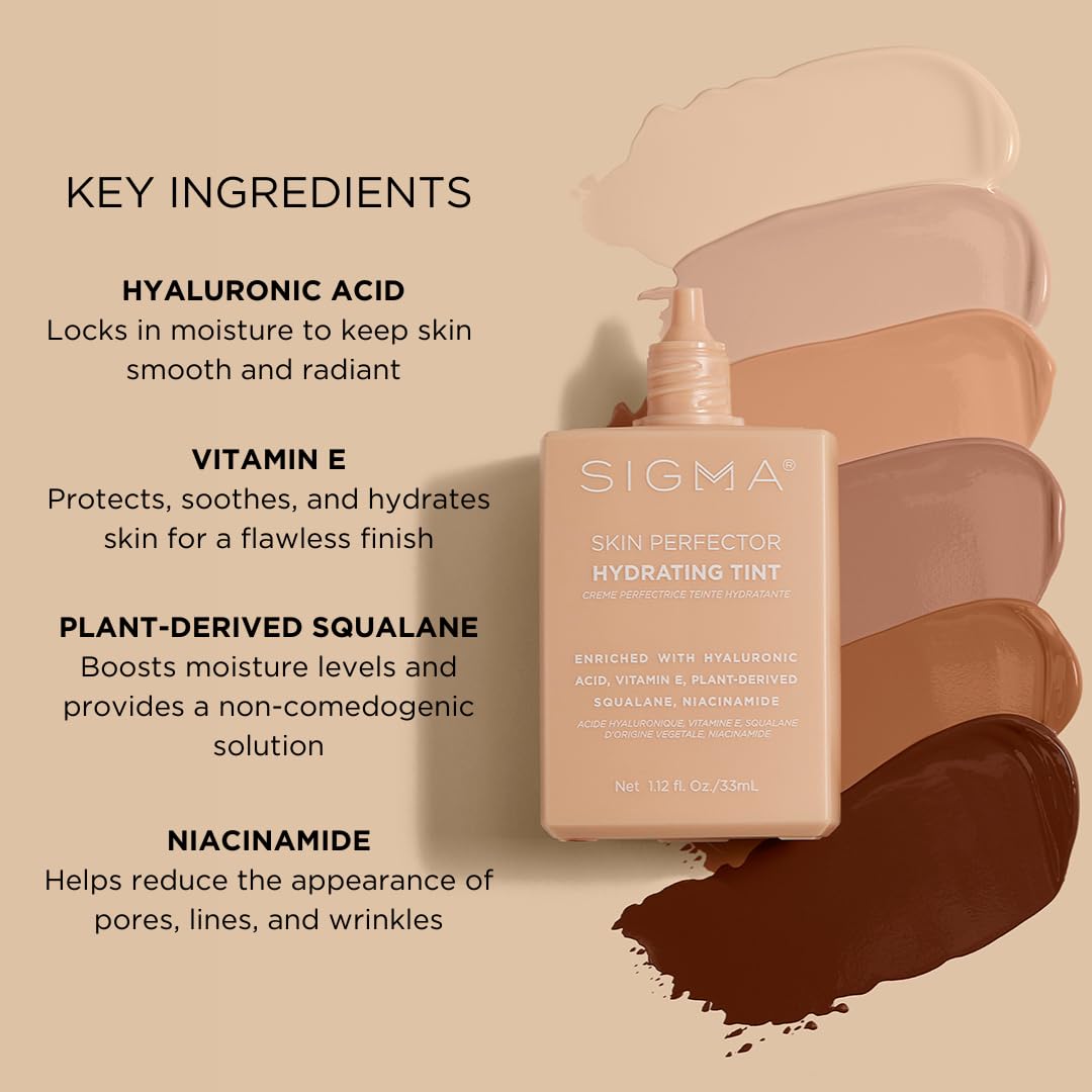 Sigma Beauty Skin Perfector Hydrating Tint (2 - Light Beige Tint) - Skin Tint Foundation for Lightweight, Buildable Coverage, With Hyaluronic Acid Beauty & Personal Care Sigma Beauty