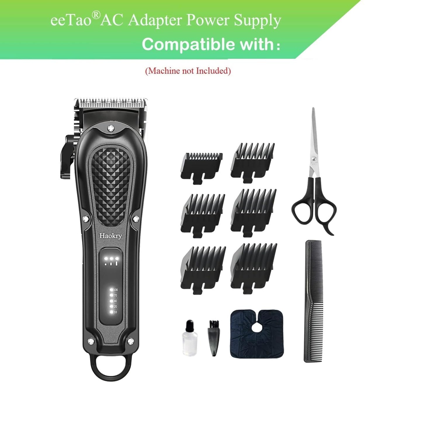 eeTao AC/DC Adapter Charger Compatible with Haokry Cordless&Corded Barber Hair Clipper Hair Cutting & Grooming Rechargeable Lithium-ion Battery Pack Beauty and Personal Care eeTao