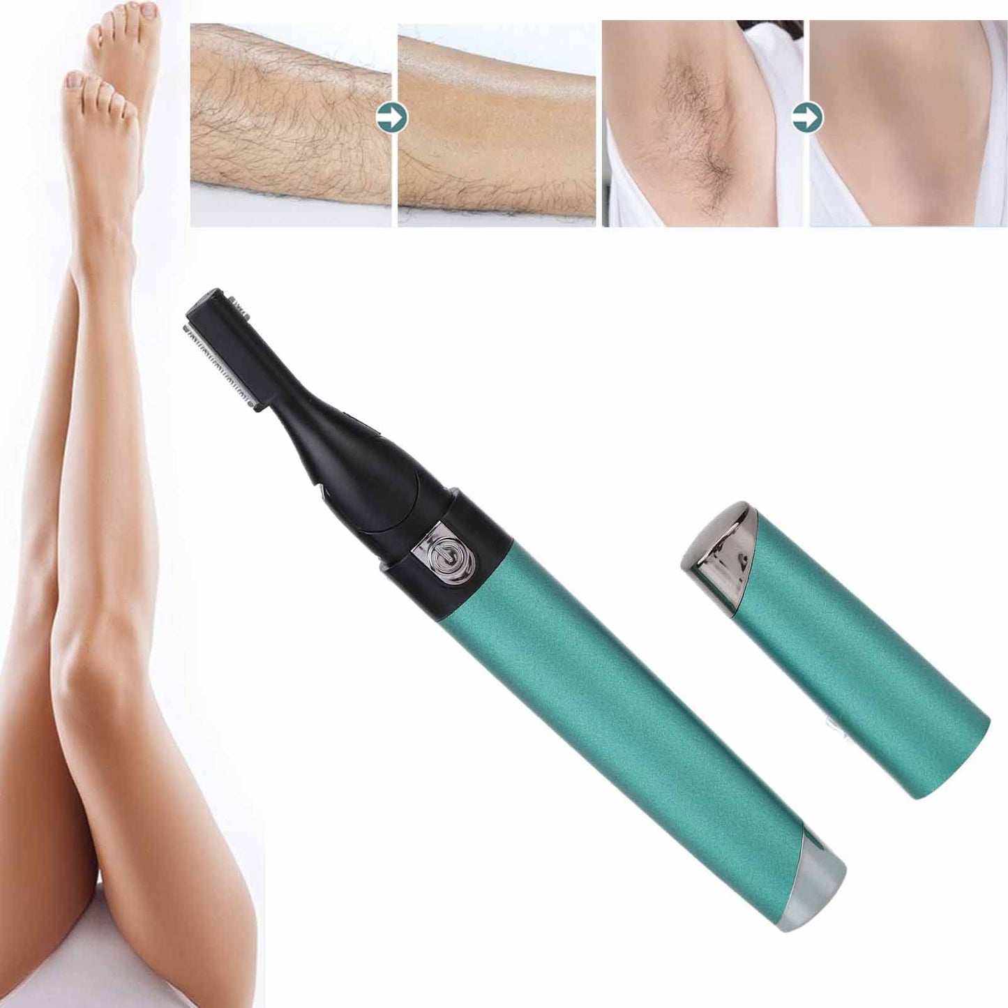 Yinhing Electric Eyebrow Trimmer,Portable Hair Remover Trimmer Painless Shaver Kit for Women Men Lips Armpit Leg Body,Battery Operated (Green) Beauty and Personal Care Yinhing