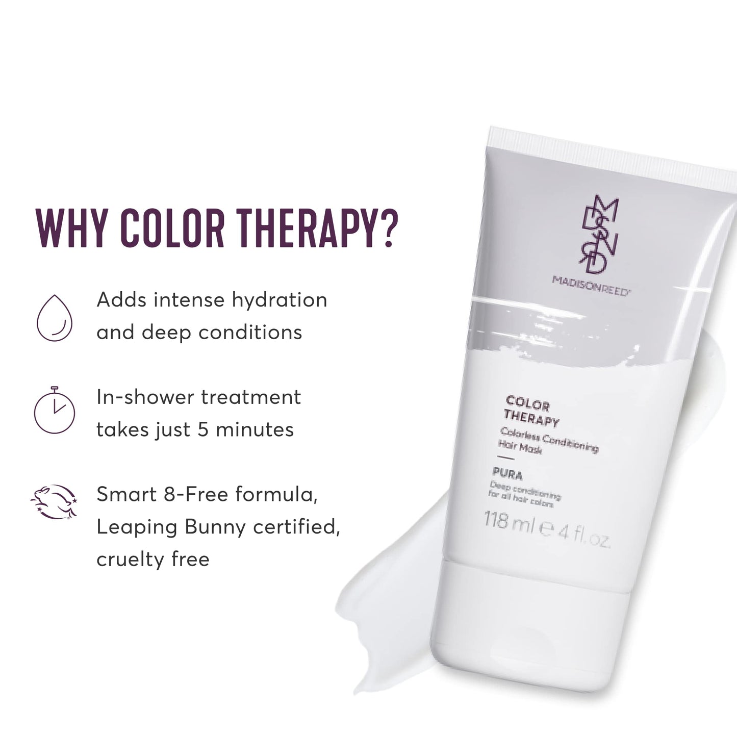 Madison Reed Color Therapy, Pura, Deep Conditioning Hair Mask & Restorative Treatment, Adds Intense Hydration, Keratin & Argan Oil, 4 Fl Oz (118 mL) Beauty & Personal Care Madison Reed