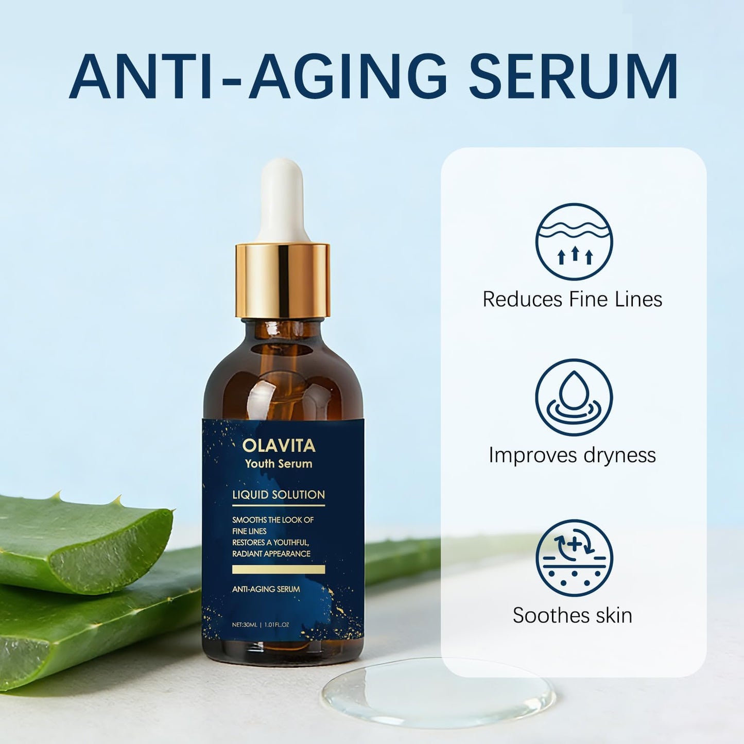 Olavita Liquid Solution Anti Aging Serum-Olavita Face Serum,Intensely firms skin,Smooths Fine Lines and Hydrates, For Women with Mature and Daily Beauty & Personal Care KUKSY