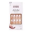 KISS Salon Acrylic French Nail Manicure Set, Medium Length, Square, “Je T'aime”, Nail Kit Includes Pink Gel Nail Glue (Net Wt. 2 g / 0.07oz.), Mini Beauty & Personal Care kiss new york