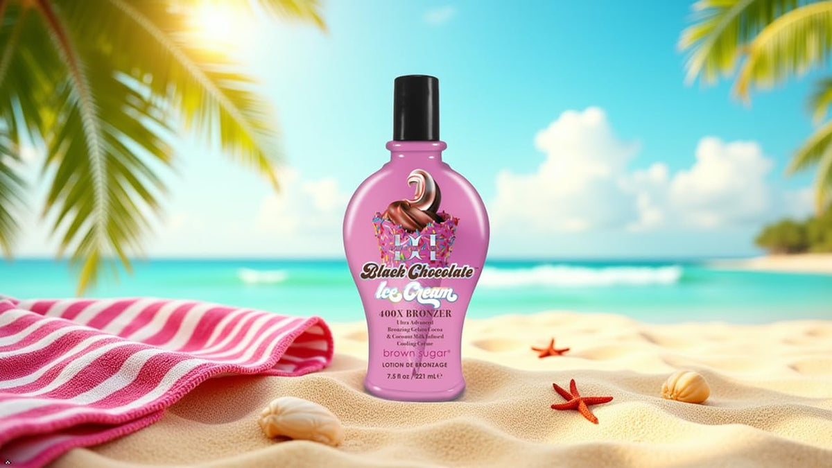 Brown Sugar Double Dark Black Chocolate Ice Cream 400X Tanning Lotion Advanced Bronzer Tanning Lotion - Indoor/Outdoor Tanning Formula, 7.5 oz