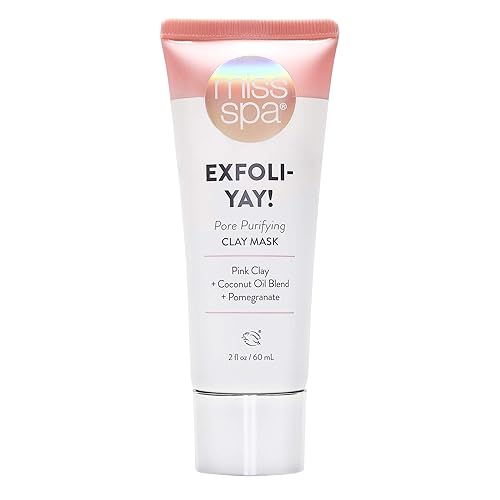 MISS SPA Clay Face Mask for Women, Pore Purifying Pink Clay Mask, Pomegranate + Coconut Oil, Exfoliate Draw Dirt from Pores, Anti-Aging Cream Mask Beauty & Personal Care MISS SPA