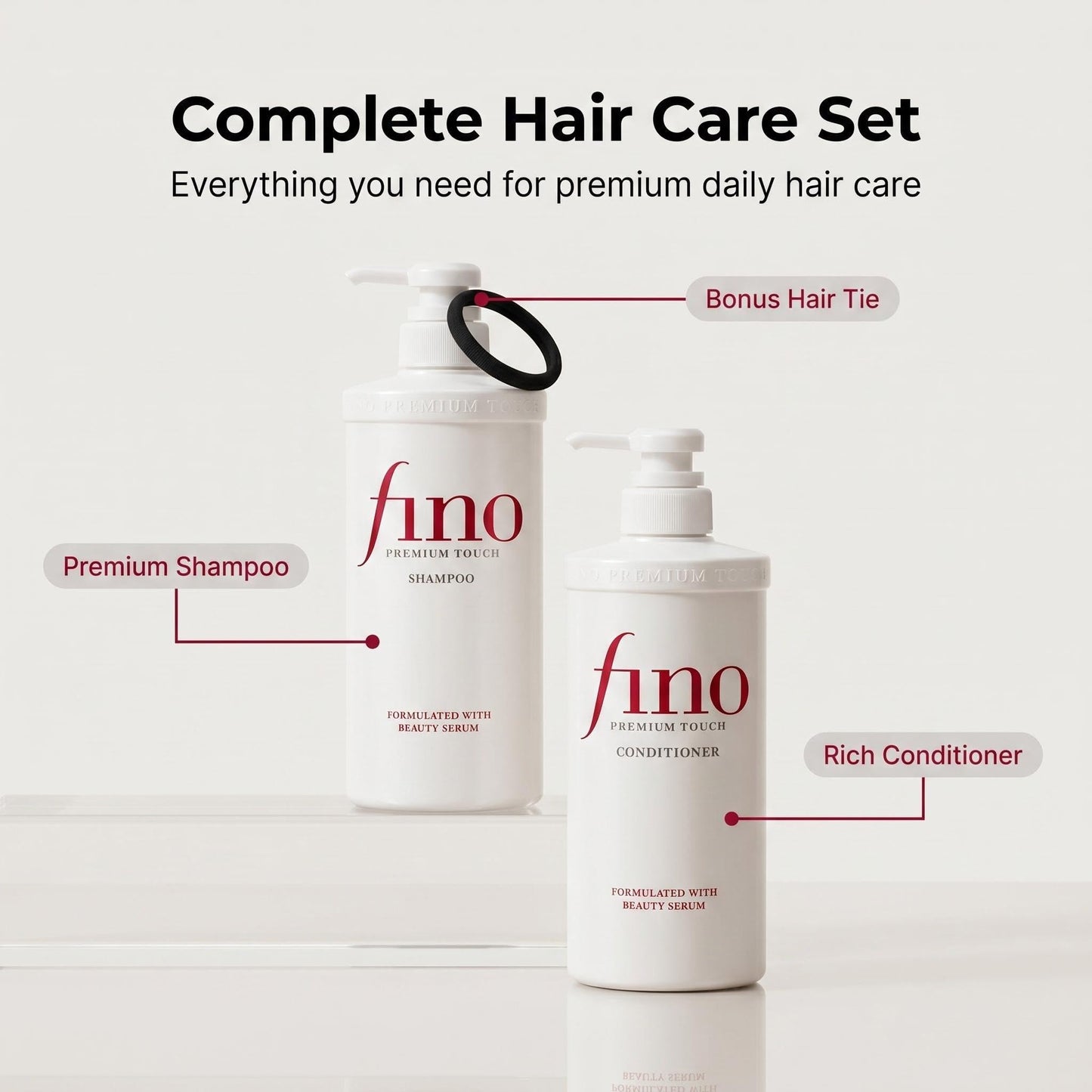 TJ SIGNATURE Fino Premium Touch Shampoo and Conditioner Set - J-Beauty Salon Grade Deep Repair Duo for Dry, Damaged & Frizzy Hair - Includes Exclusive Beauty & Personal Care TJ SIGNATURE
