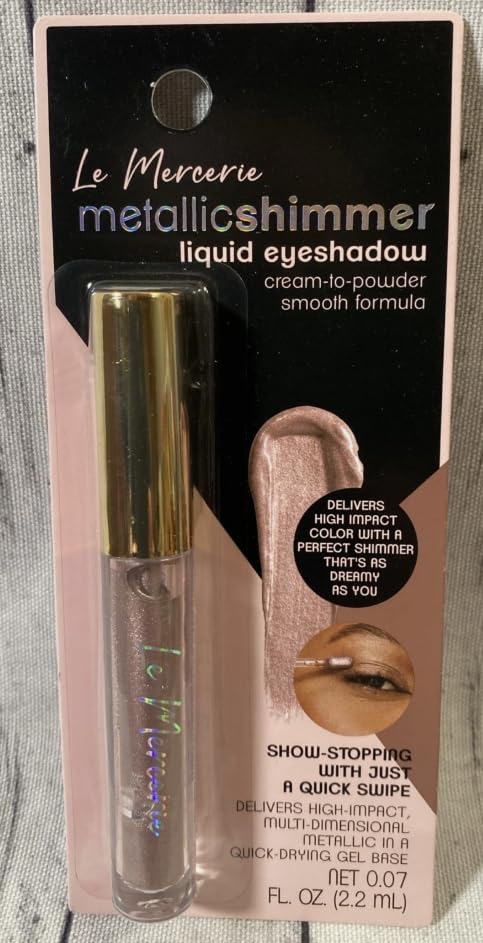 LE MERCERIE Metallic Shimmer Liquid Eyeshadow, Cream-to-Powder Formula, Quick-Drying Gel Base, 0.07 Fl Oz