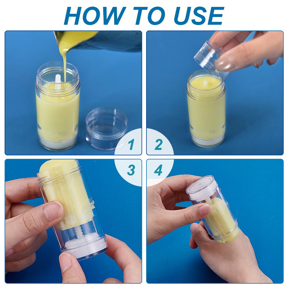 PH PandaHall 15pcs 30ml Empty Deodorant Containers, Twist-up DIY Deodorant Tubes Filling Stick 1 Oz Refillable Bottles Clear Bottom-fill Round Lip Beauty and Personal Care PH PandaHall