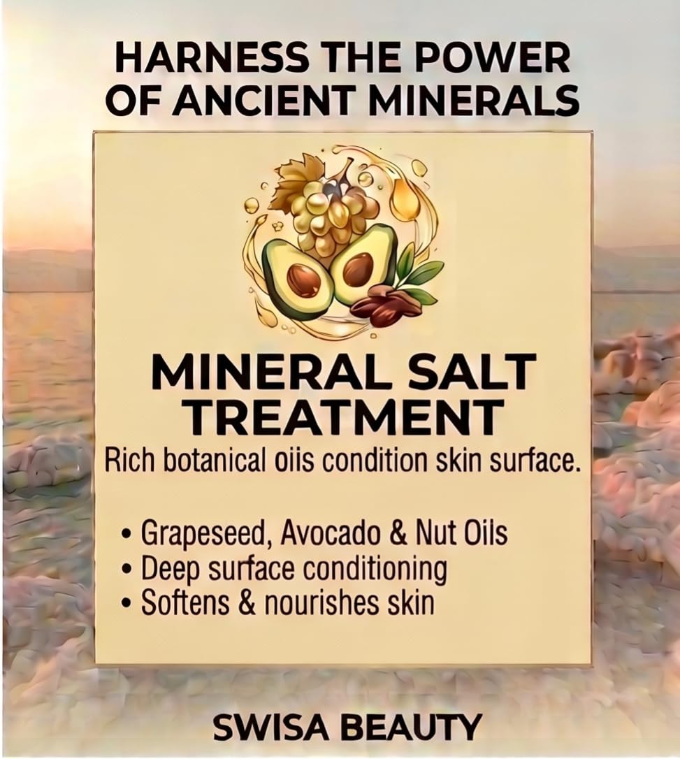 Swisa Beauty Dead Sea Mineral Salt Treatment - Dead Sea Salt Body Scrub to Exfoliate and Soften with Grape Seed, Jojoba, and Avocado Oils, 8 oz Beauty and Personal Care Swisa Beauty