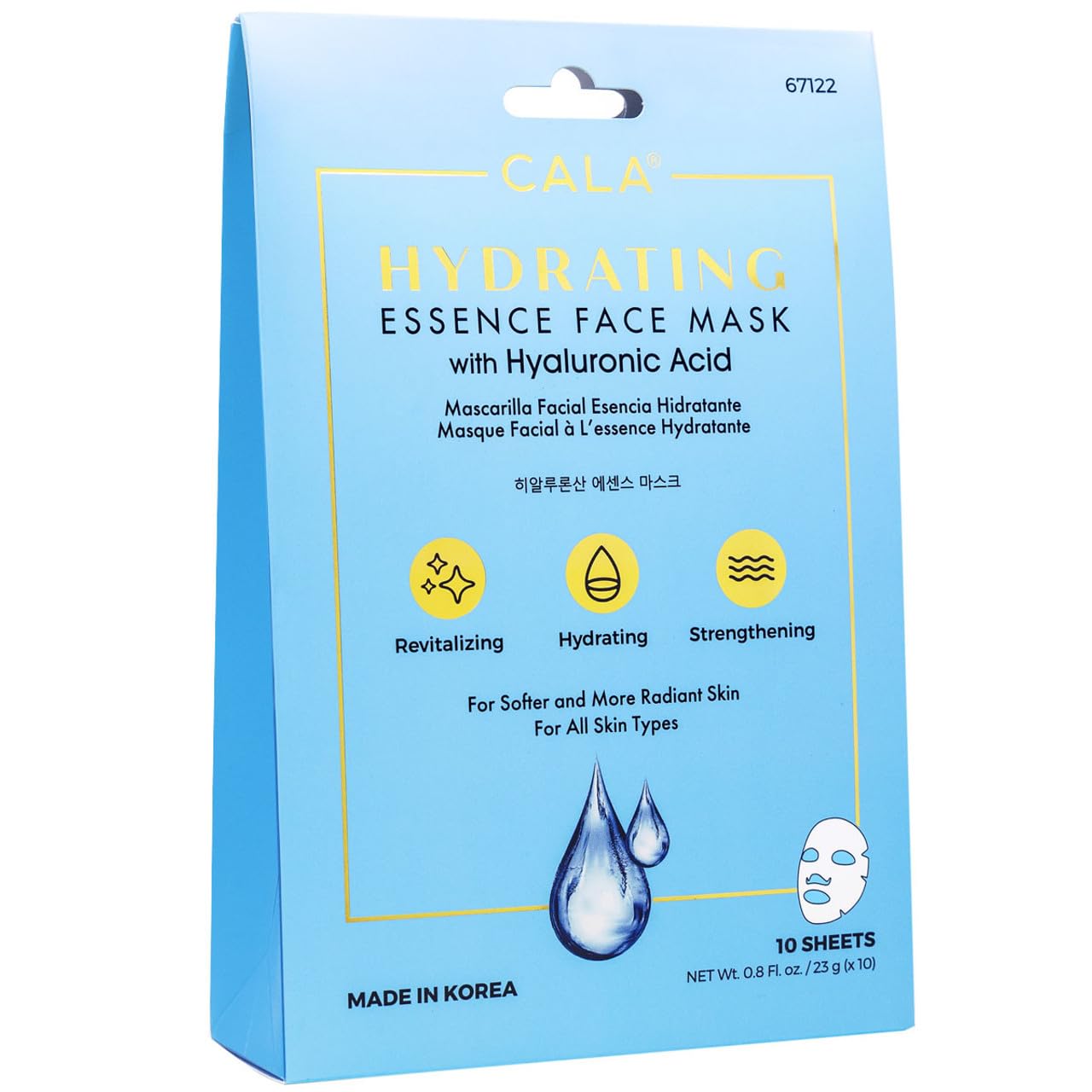 Cala Hydrating Essence Face Masks with Hyaluronic Acid - 10 Sheets Moisturizing Sheet Masks for Radiant, Plump Skin Beauty & Personal Care Cala
