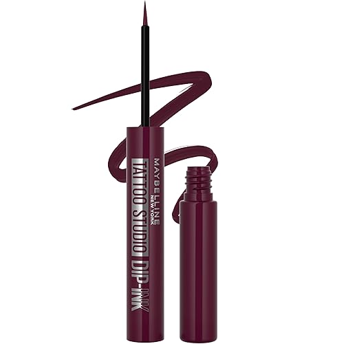 MAYBELLINE Tattoo Studio Dip-Ink Liquid Eyeliner, Waterproof Eyeliner With Up to 24 Hour Wear, Burgundy Boost, 1 Count Beauty & Personal Care MAYBELLINE