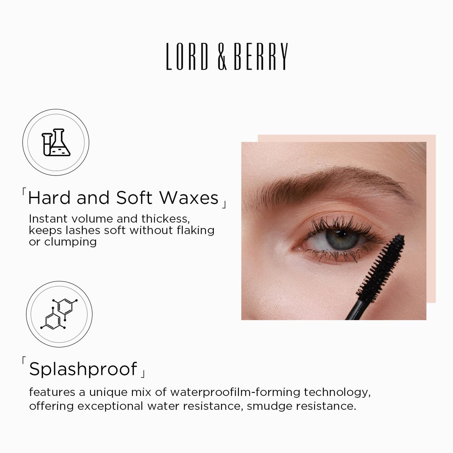 Lord & Berry Splashproof Mascara Waterproof Mascara 10.6ml Beauty & Personal Care Lord & Berry