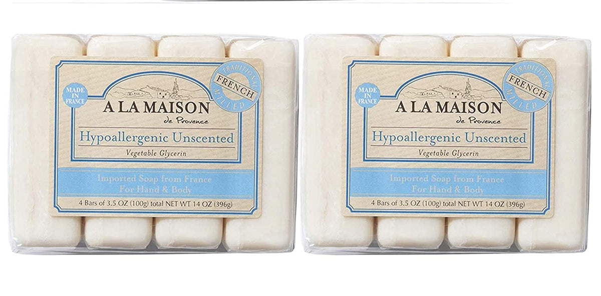 A LA MAISON Hypoallergenic Unscented Bar Soap - Triple French Milled Natural Moisturizing Hand Soap Bar (8 Bars of Soap, 3.5 oz) Beauty & Personal Care A LA MAISON