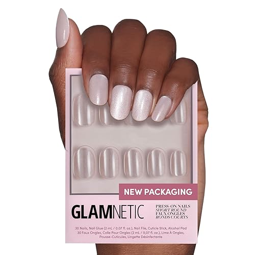 Glamnetic Press On Nails - Pure Intentions | Glossy, Semi-Transparent, Short Round Nails, Salon Quality | 12 Sizes - 30 Nail Kit with Glue Beauty & Personal Care Glamnetic