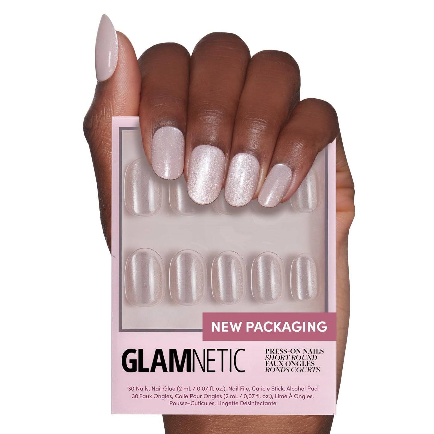 Glamnetic Press On Nails - Pure Intentions | Glossy, Semi-Transparent, Short Round Nails, Salon Quality | 12 Sizes - 30 Nail Kit with Glue Beauty & Personal Care Glamnetic
