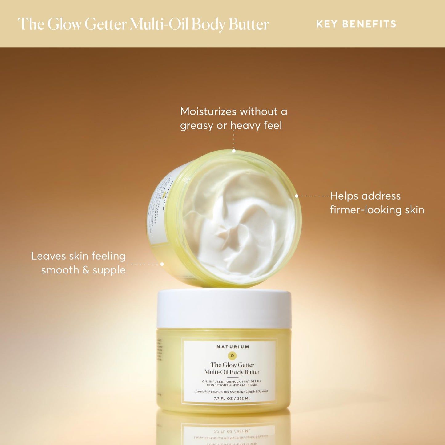 Naturium The Glow Getter Whipped Multi-Oil Body Butter, Firming Cream & Body Moisturizer with Shea Butter, 7.7 fl oz Beauty & Personal Care Naturium