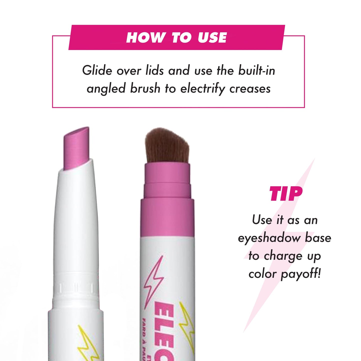 Lime Crime Electric Slide Eyeshadow & Brush Stick, DUH (Metallic Magenta) - Lightweight 2-in-1 Eyeshadow Smudge Stick with Angled Brush for Long Beauty & Personal Care Lime Crime