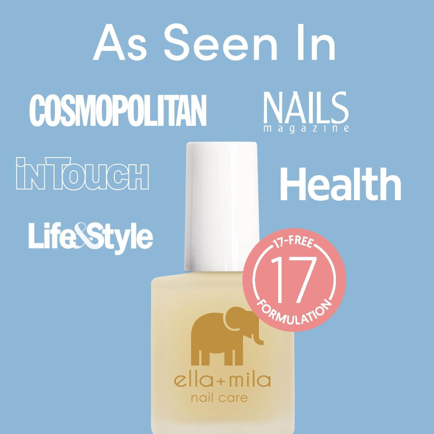 ella+mila Ridge Filler Base Coat Nail Polish - Smoothing Nail Treatment and Long-lasting Ridge Filler - Nourishing Clear Polish for Natural Beauty & Personal Care ella+mila