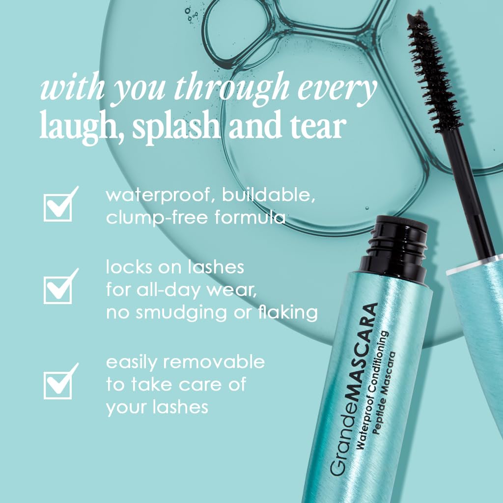 Grande Cosmetics GrandeMASCARA Waterproof Conditioning Peptide Mascara - for Buildable Volume & Length, Waterproof & Clump-Free, Lash & Extension Beauty & Personal Care Grande Cosmetics