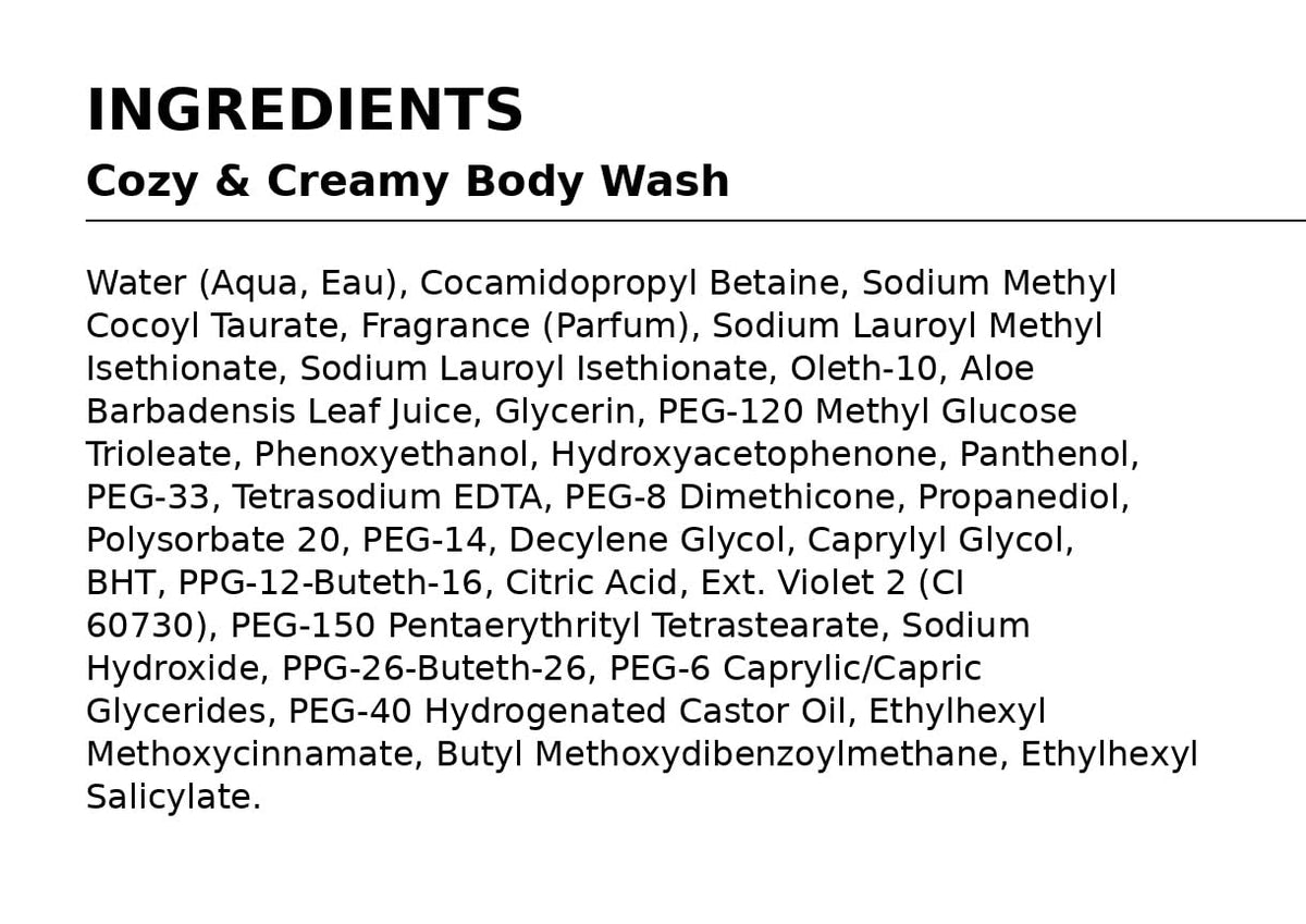 Bath & Body Works Cozy & Creamy Body Wash 10 fl oz