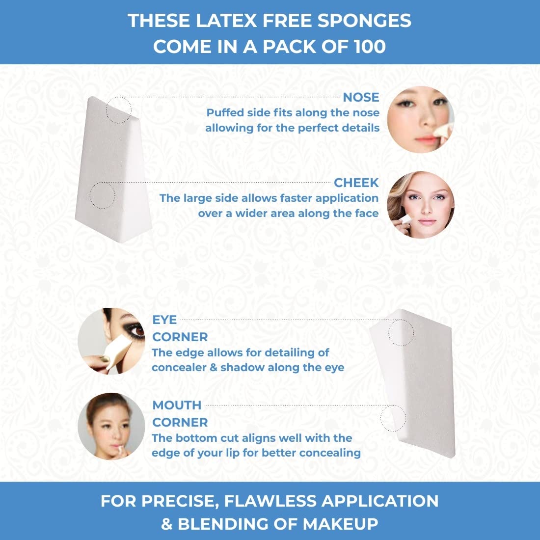ForPro Professional Collection Beauty Wedges, Latex Free Foam Sponges, Makeup Blenders for Powder and Liquid Makeup, 100-Count Beauty & Personal Care ForPro Professional Collection