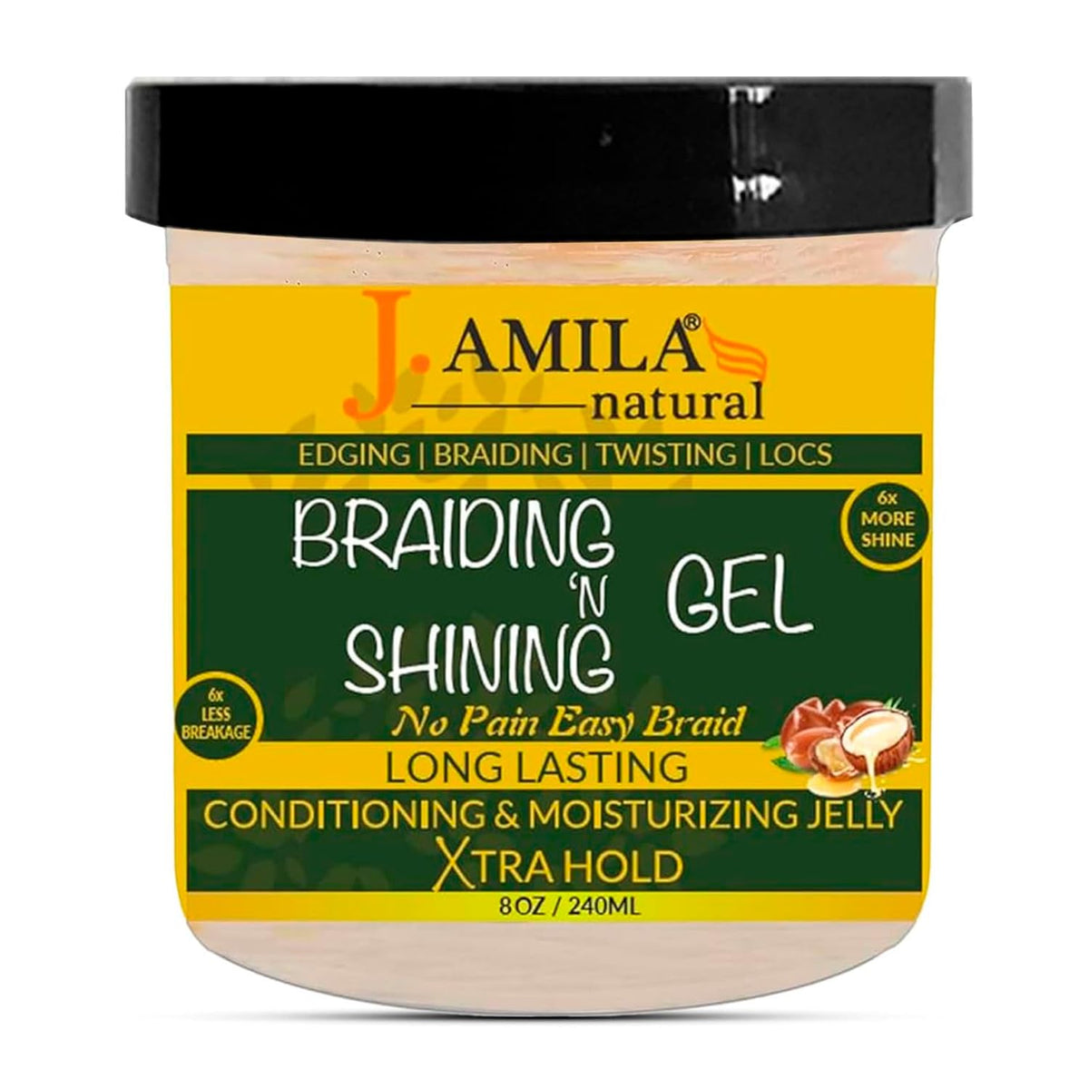 J. AMILA Braiding N Shining Gel - Extreme Hold, Moisture-Rich & Flake-Free - Natural Ingredients for Curly & Coily Hair - Ideal for Braids, Twists Beauty & Personal Care J. AMILA