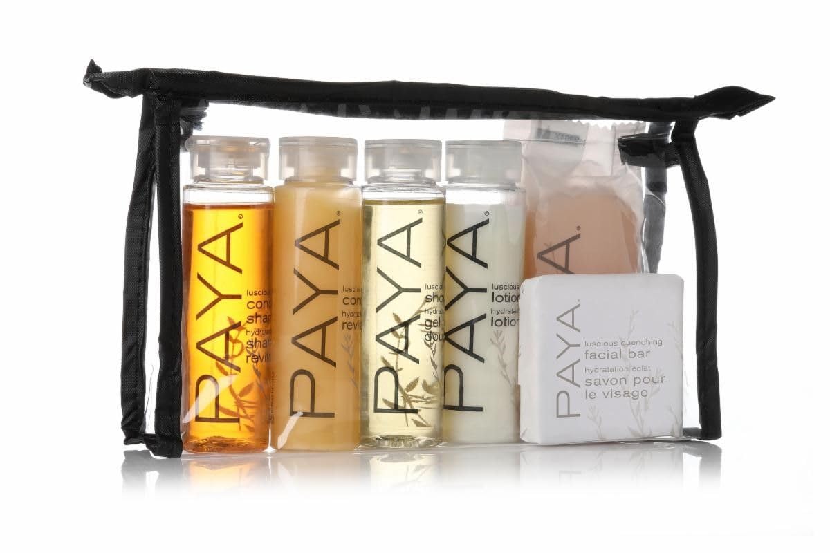 Paya Organics Toiletry Travel Set - Shampoo, Hair Conditioner, Shower Gel, 2 Facial Soap & Tote Bag Beauty & Personal Care Paya Organics