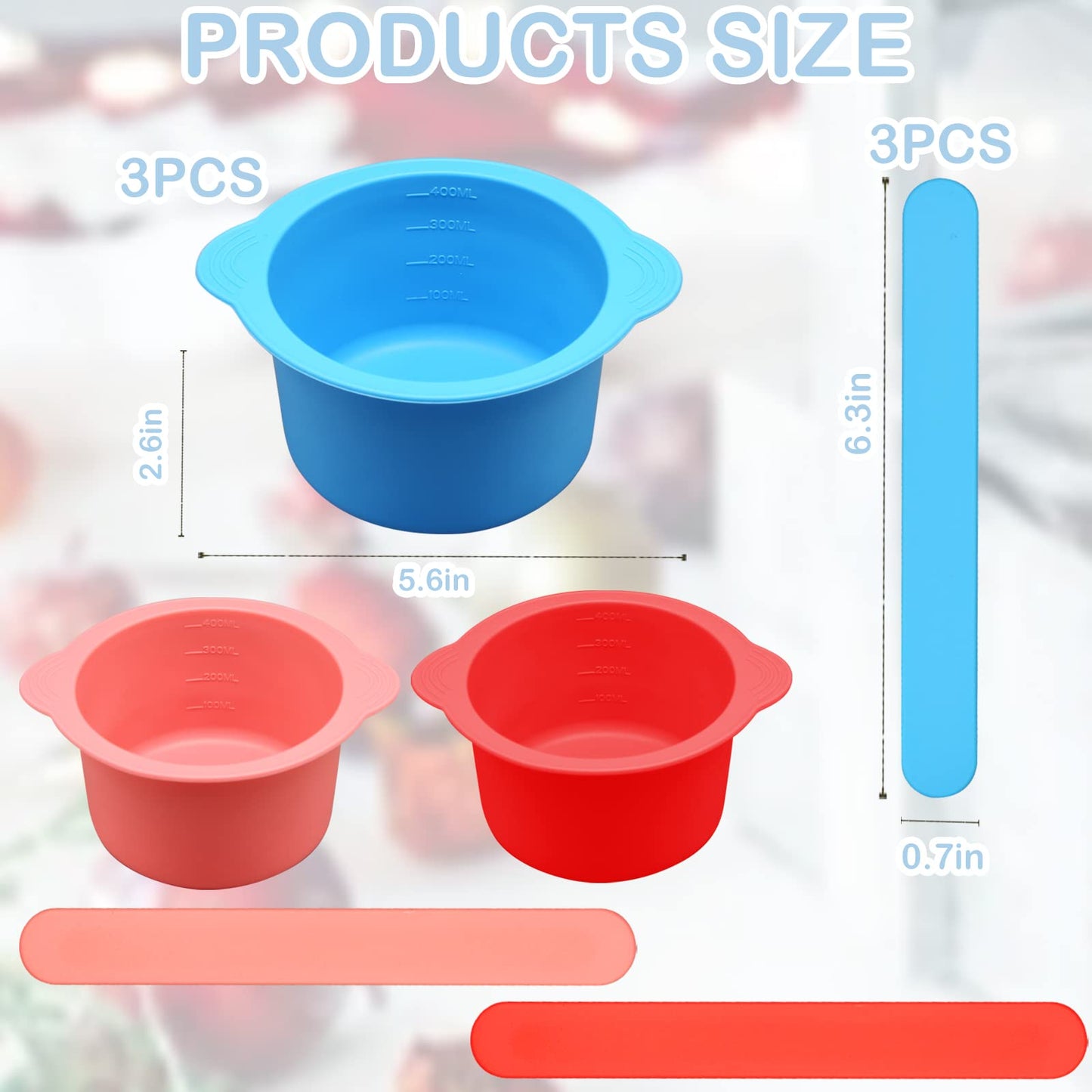 3Pcs Non-Stick Silicone Wax Melt Liners with Wax Sticks, Reusable Bowl for Wax Warmer and Hair Removal, 14Oz Beauty and Personal Care HINGTAI