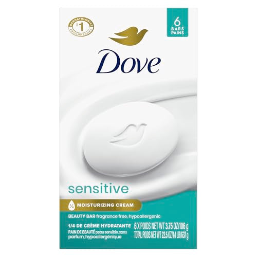 Dove Beauty Bar Soap Sensitive, 6 Bars for Sensitive Skin, Fragrance Free and Hypoallergenic 3.75 oz Beauty & Personal Care Dove