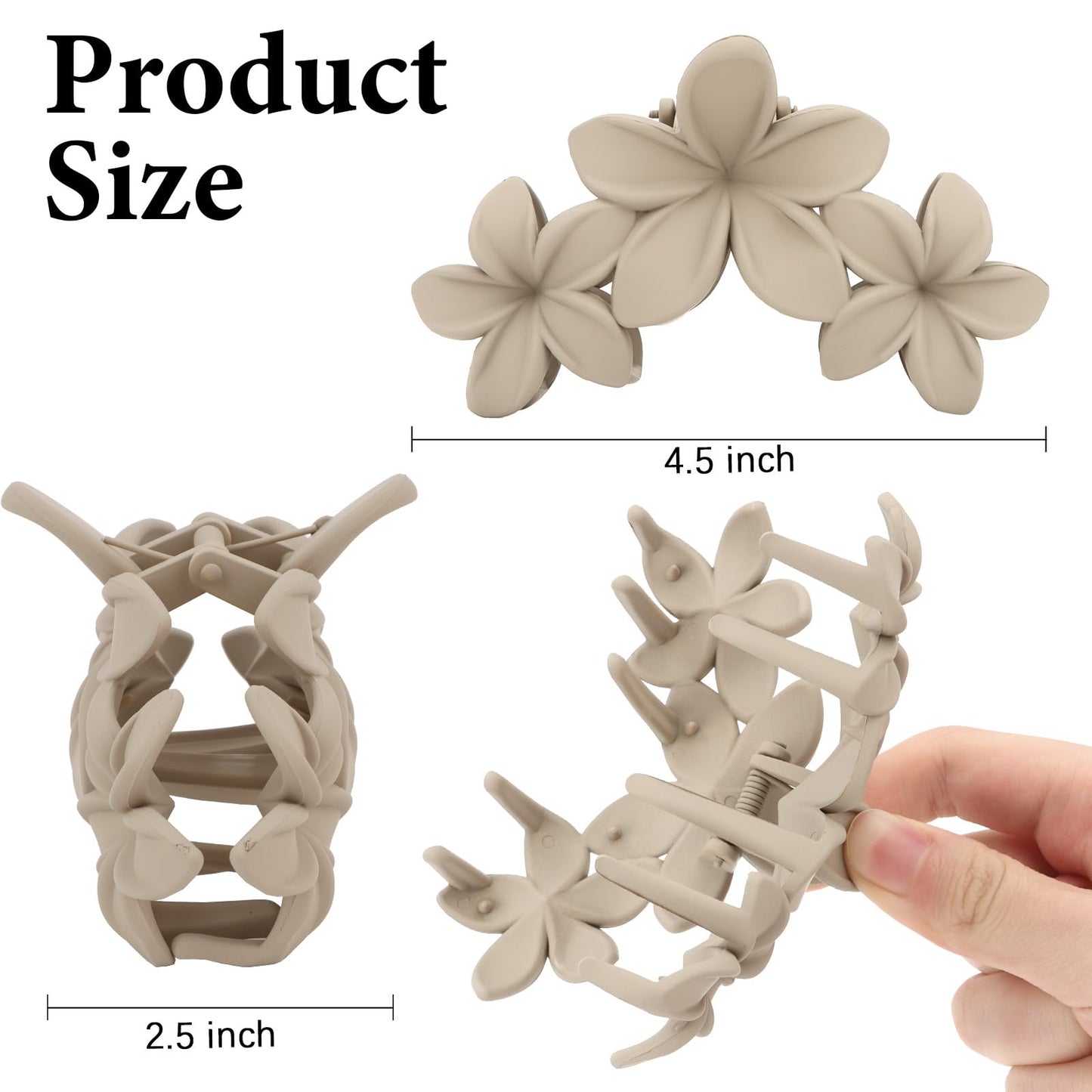 ANBALA 4PCS Hawaiian Plumeria Flower Hair Clips - Large Non-Slip Matte Claw Clips for Women, Strong Hold Beach Hair Accessories Beauty and Personal Care ANBALA