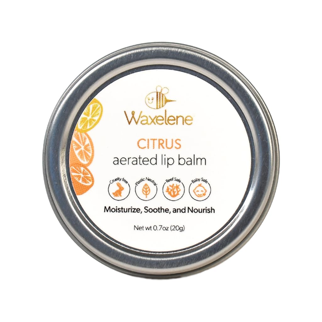 Waxelene Citrus Aerated Lip Balm Tin, Best Lip Balm Ever Organic Multipurpose Ointment Baby Eczema Dry Sensitive Skin Chapped Lips Face Moisturizer Beauty and Personal Care Waxelene