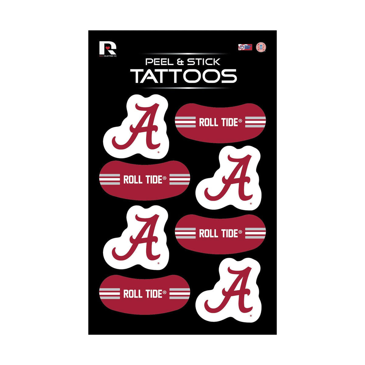 Rico Industries NCAA Alabama Crimson Tide Peel & Stick Temporary Tattoos - Eye Black - Game Day Approved!