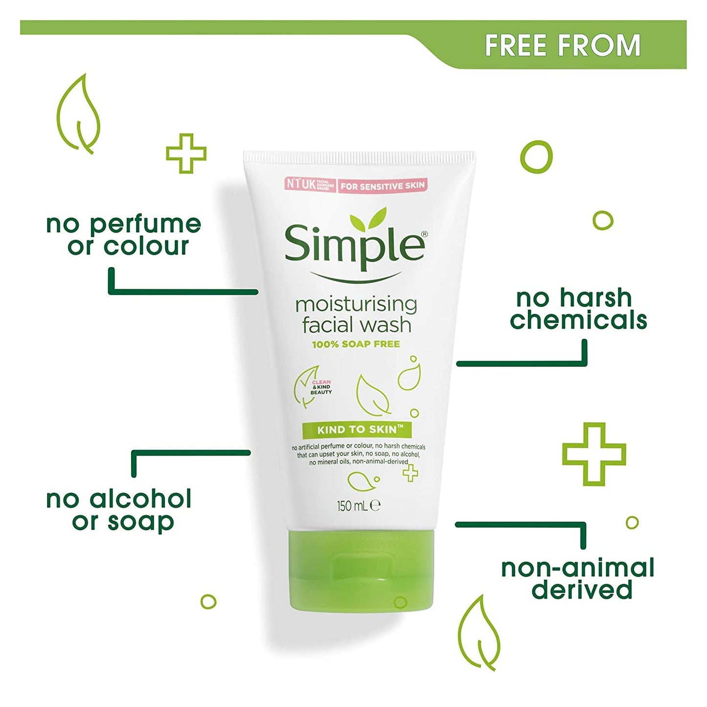 Simple Moisturizing Kind to Skin Face Wash, 5 oz (4 pack) (Bundle) Beauty & Personal Care Simple