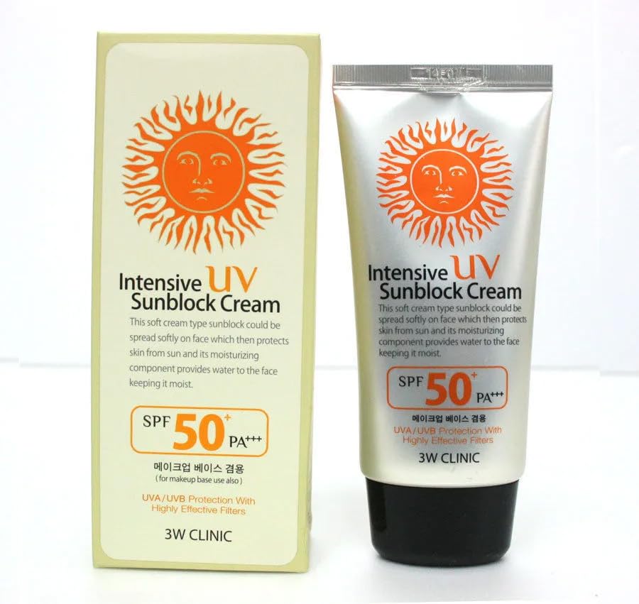 3W Clinic Intensive UV Sunblock Cream SPF50 PA+++ 70ml / 2.37 fl.oz(Pack of 2) Beauty & Personal Care 3W Clinic