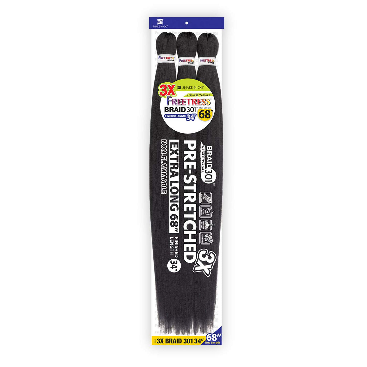 FreeTress Natural Texture Braids 3X Pre-Stretched Braid 301 34" (1-pack, 613)