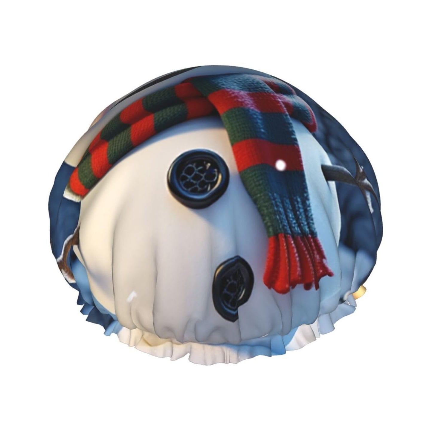 Happy Snowman Shower Cap For Women Reusable Double Layers Bathing Bath Cap Hair Caps Waterproof Elastic Band Ladies Spa Salon Shower Hat Hair Caps Beauty and Personal Care GDSHJKLW