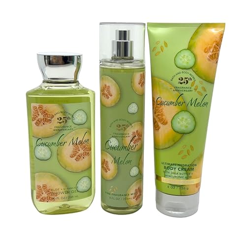 Bath & Body Works Cucumber Melon 3pc bundle - Shower Gel 10oz, Mist 8oz, & Body Cream 8oz Beauty & Personal Care Bath & Body Works