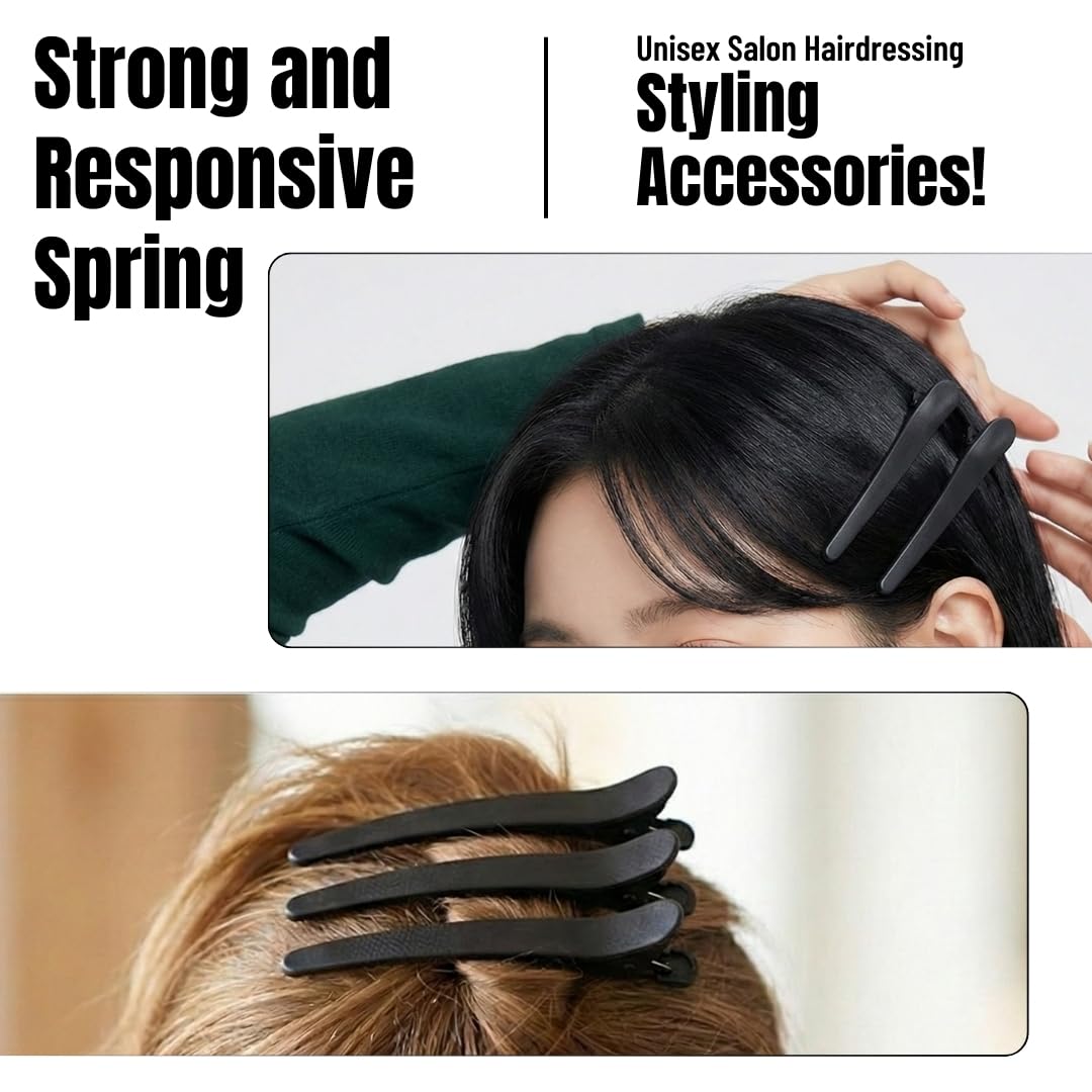 FOLELLO Hair Section Clips for Hair Styling, Unisex Salon Hairdressing Styling Accessories, Carbon Fibre, Lightweight, Durable, Heat Resistant,