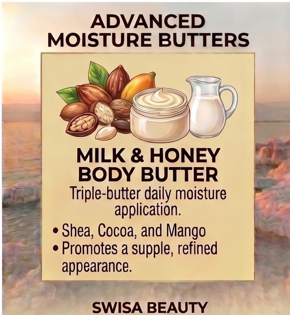 Swisa Beauty Dead Sea Body Butter, Milk and Honey - Thick & Creamy Daily Moisturizer with Shea Butter, Aloe & Squalane, 8 oz Beauty & Personal Care Swisa Beauty